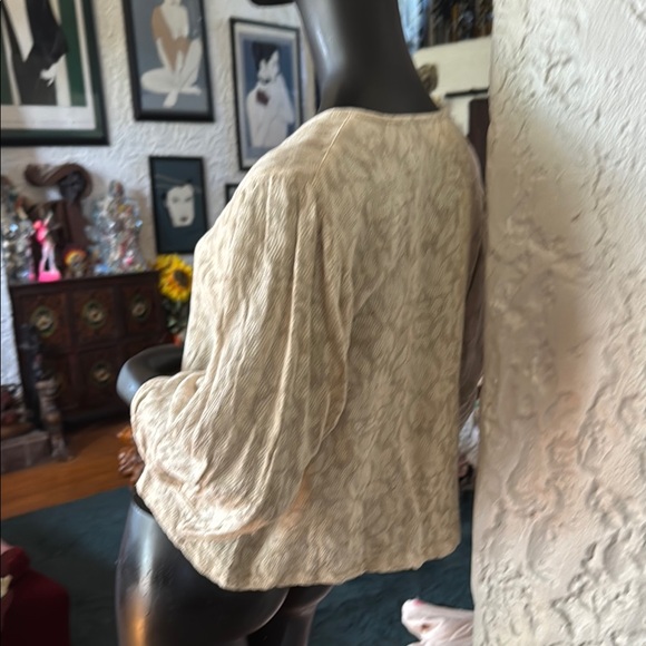 Elegant Cream Button-Up Women's Top - Picture 5 of 16